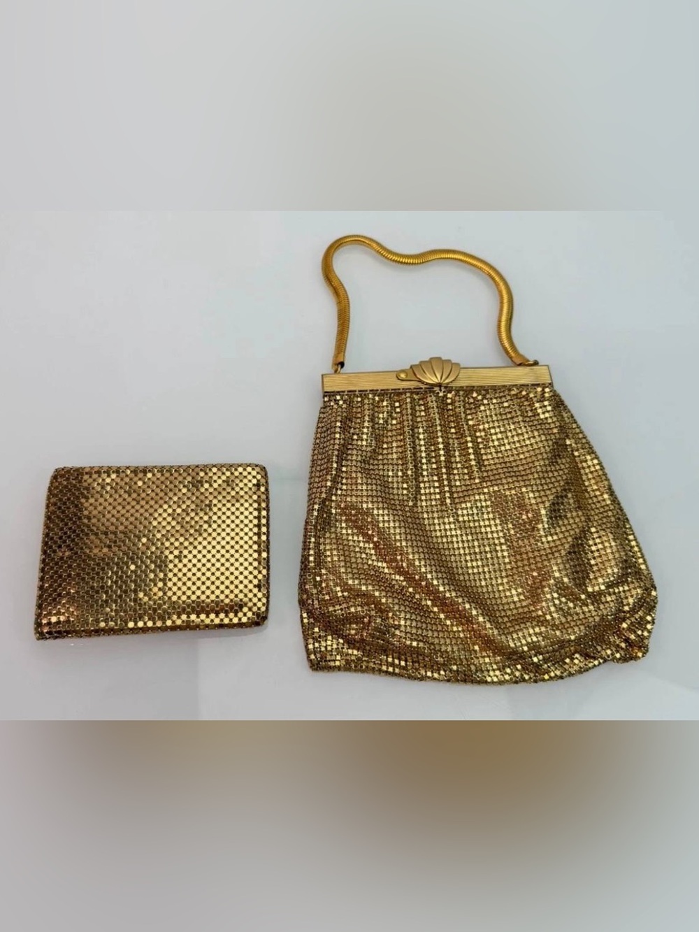 Vintage Whiting & Davis Gold Mesh Small Purse and Wallet